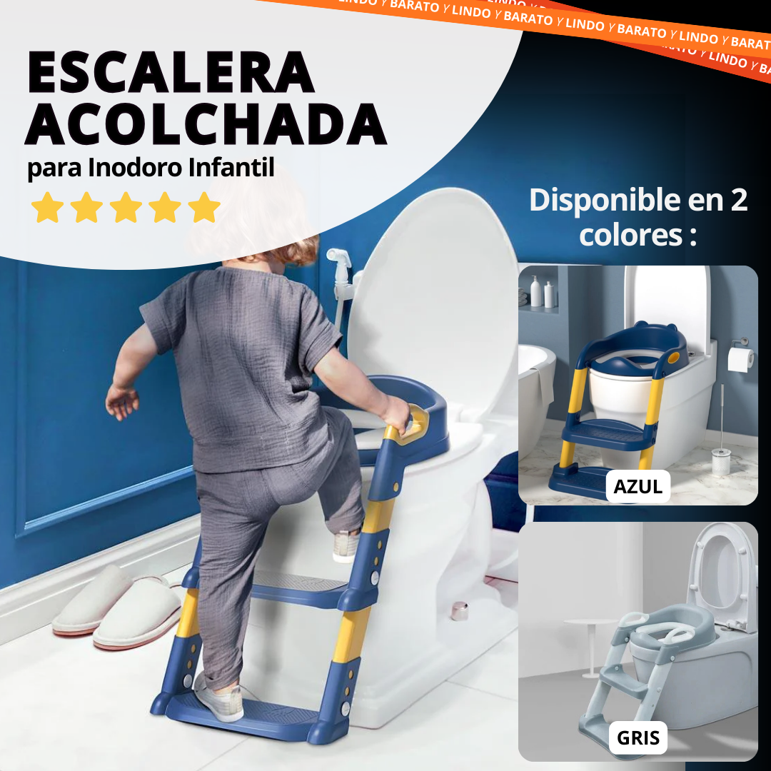 Escalera Acolchada para Inodoro Infantil – Ajustable, Segura y Cómoda