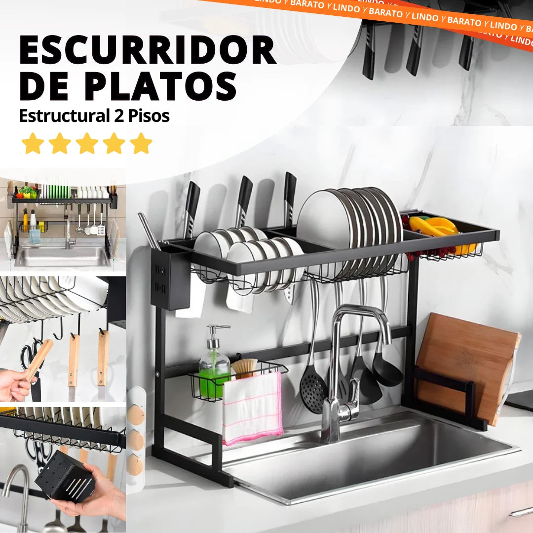 Resistente Escurridor de Platos - Estructural 2 Pisos