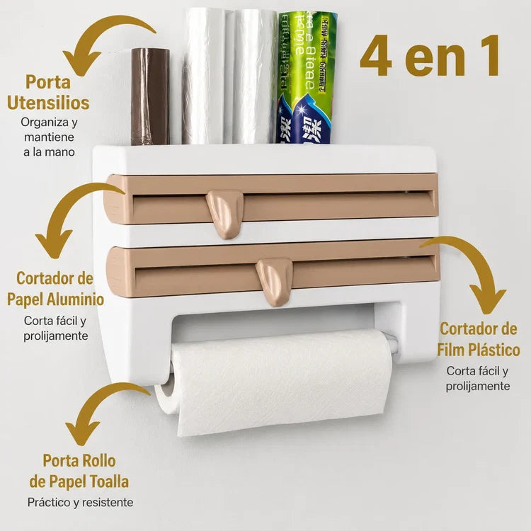 Dispensador Multifunción 4 En 1 Papel Aluminio Toalla Y Film