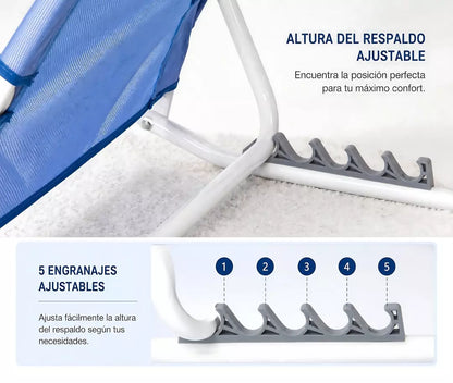Respaldo para cama Soledad ajustable portátil azul