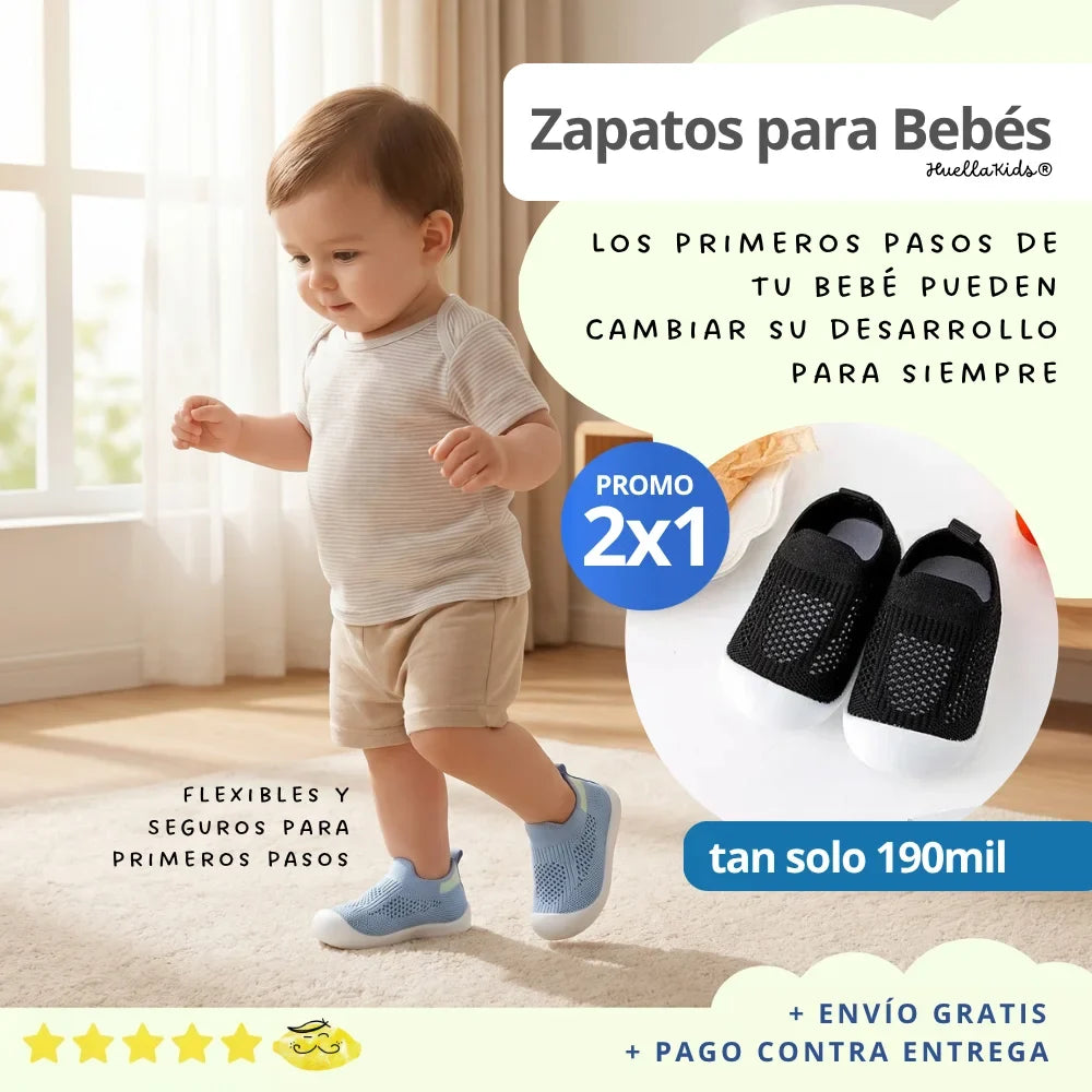 PACK 2X1 - Zapatos para Bebés Flexibles y Seguros para Primeros Pasos - HuellaKids®