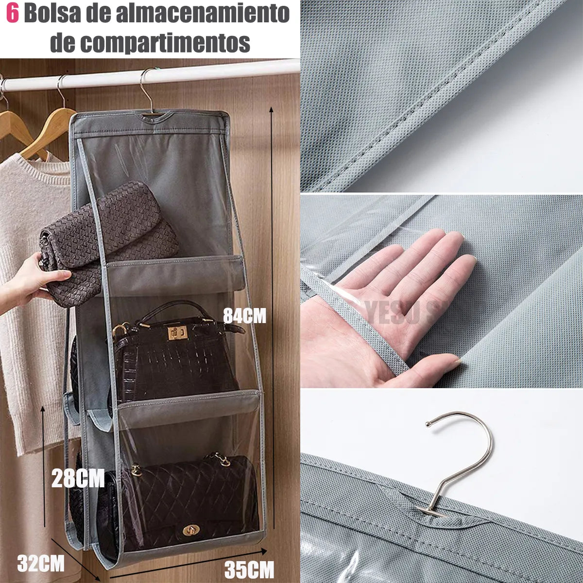 Organizador Colgante Transparente Para Bolso y Carteras Colgante