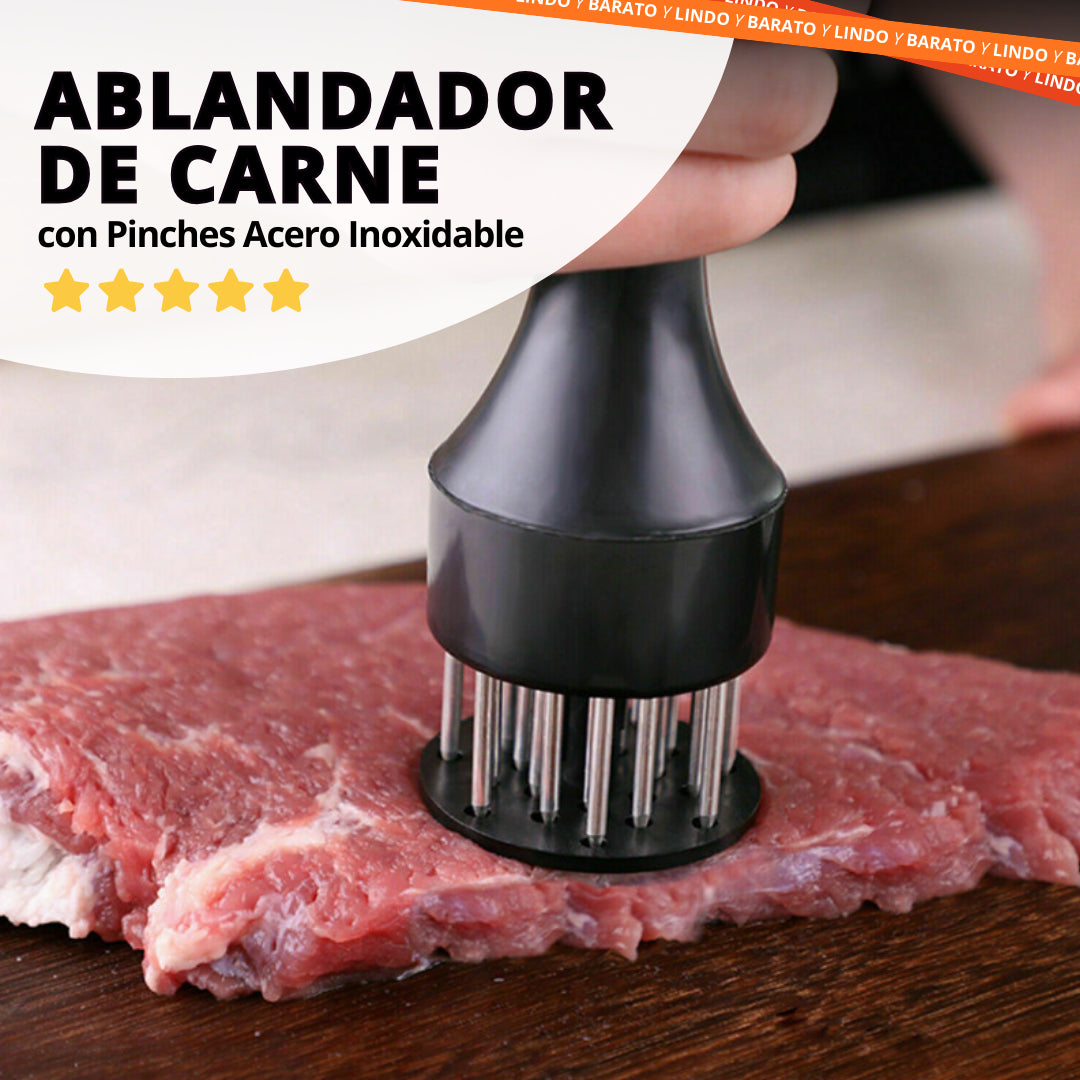 Ablandador De Carne con Pinches Acero Inoxidable - Carne Tierna & Adobo Rápido | Acero Inoxidable