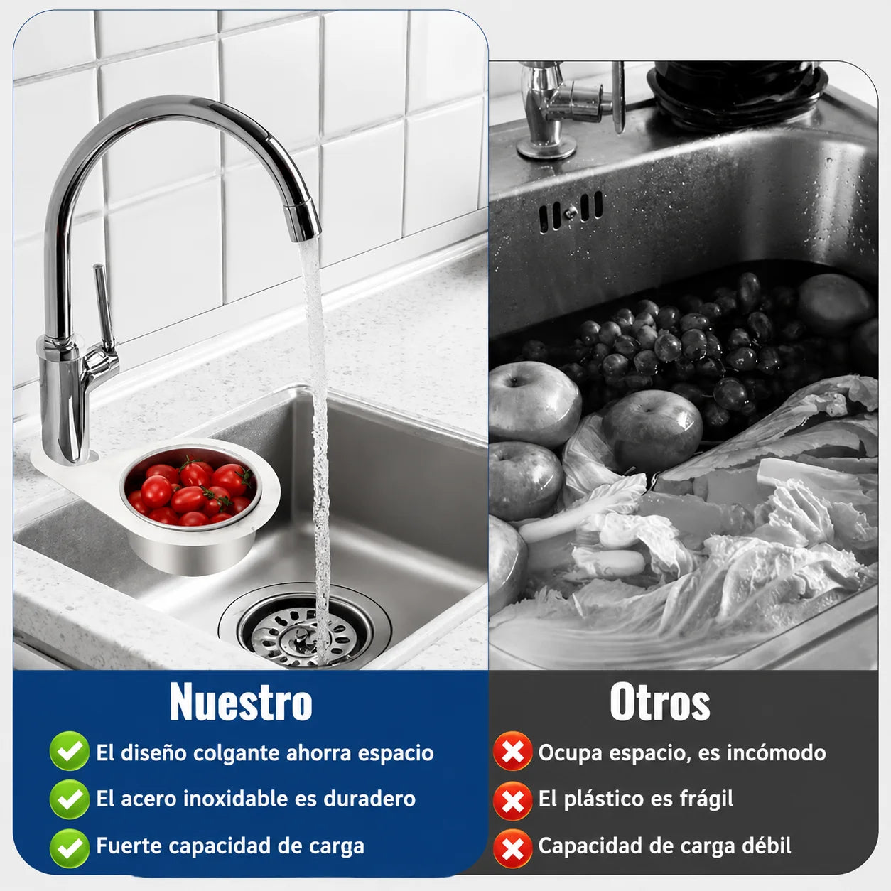 Cesta de Drenaje de Acero Inoxidable en Forma de Cisne para Fregadero
