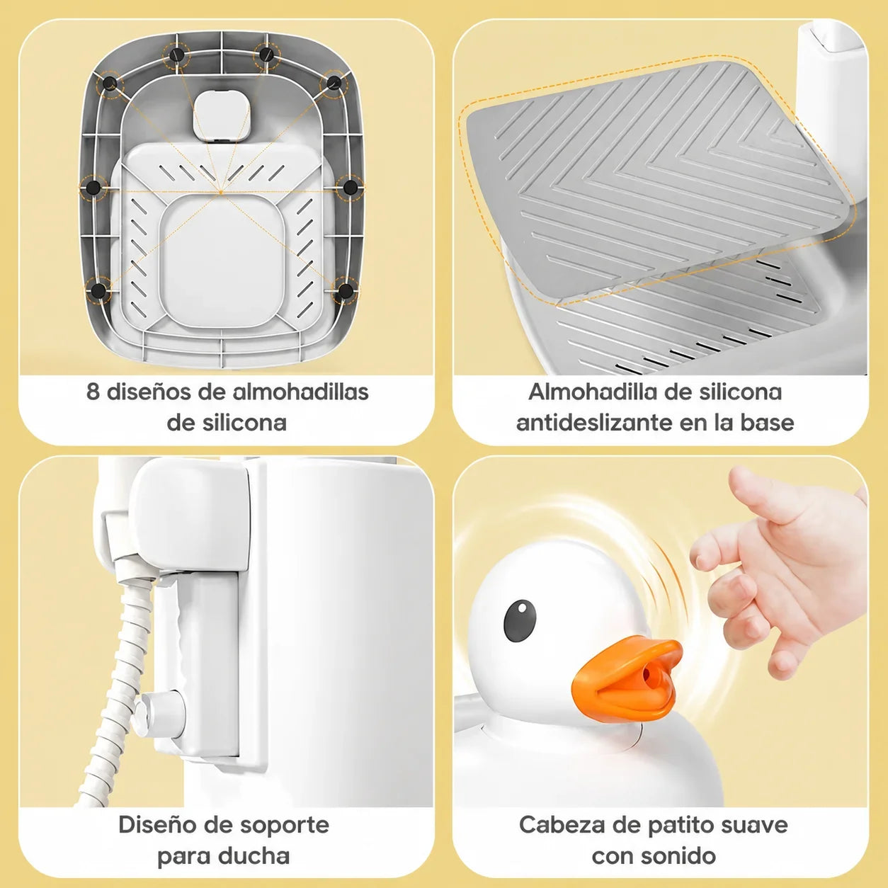 Soporte para ducha de bebé - Base antideslizante y Juguete pato