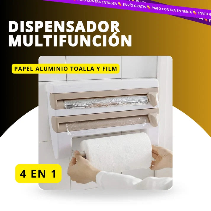Dispensador Multifunción 4 En 1 Papel Aluminio Toalla Y Film