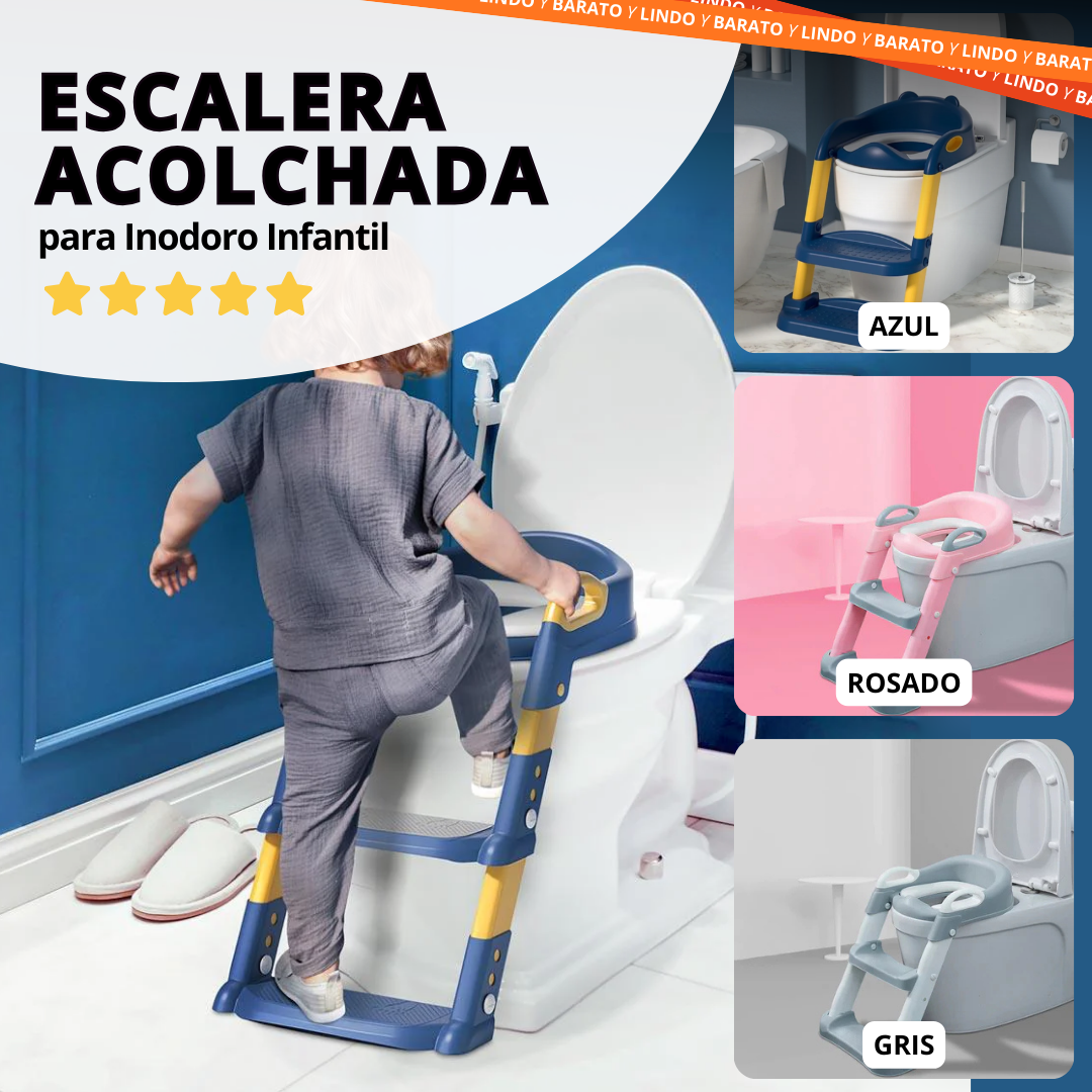Escalera Acolchada para Inodoro Infantil – Ajustable, Segura y Cómoda