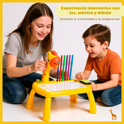 Jirafa Pizarra Mesa Proyector Led + Accesorios Para Dibujar
