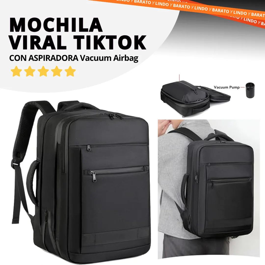 Mochila Viral para Viajes CON ASPIRADORA Vacuum Airbag