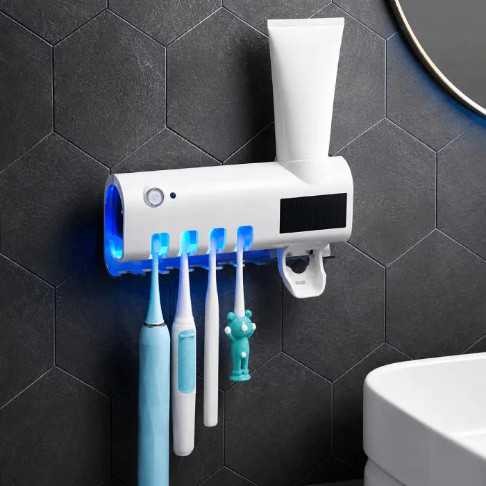 Esterilizador UV para Cepillos con Dispensador Automático de Crema Dental