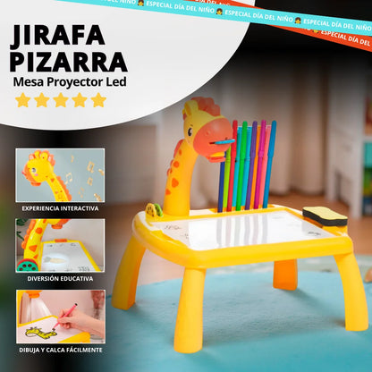 Jirafa Pizarra Mesa Proyector Led + Accesorios Para Dibujar